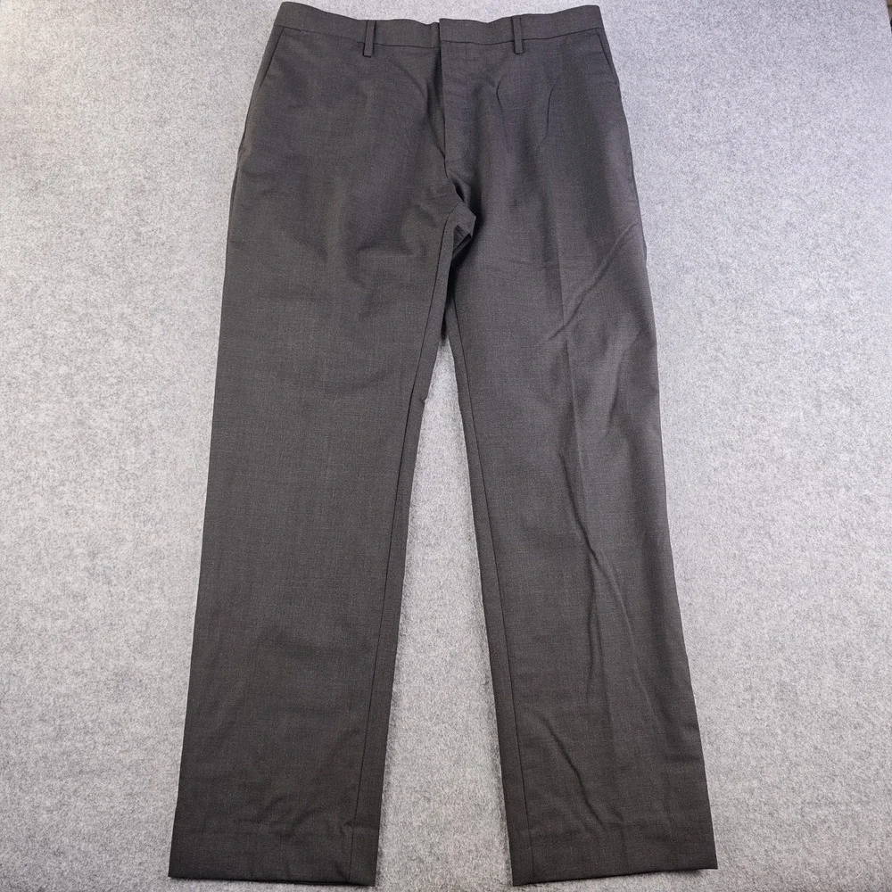 Banana Republic Dress Pants Mens 34x32 Modern Slim Fit 100% Wool Gray Flat Front